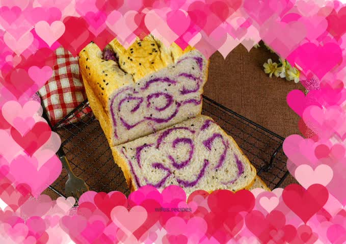 Super delicious black sesame and purple sweet potato bread