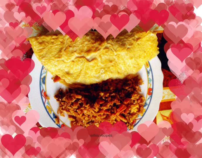 Mushroom, bacon and omelette rice
