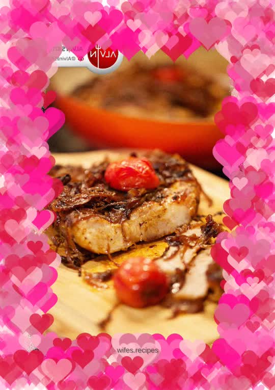 Grilled Pork Chops with Caramelized Onions