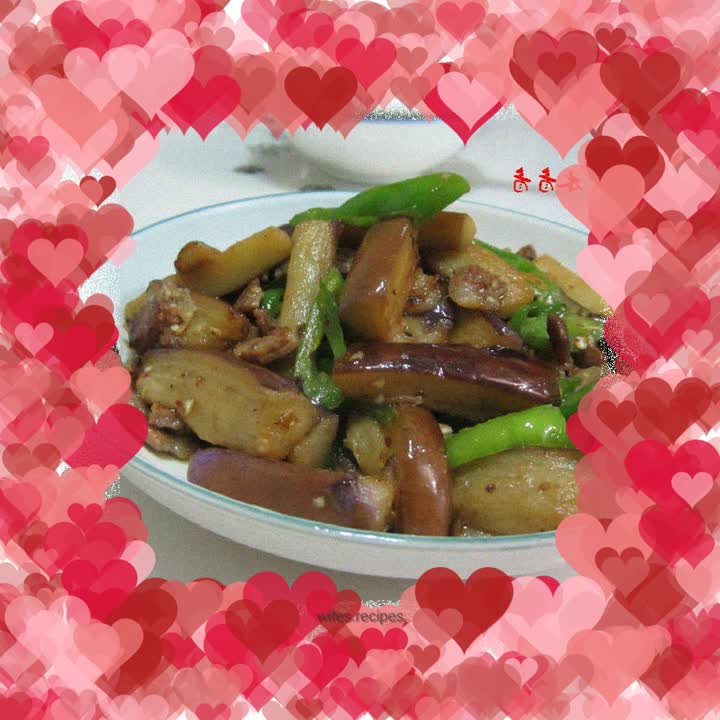 Dry fried eggplant strips