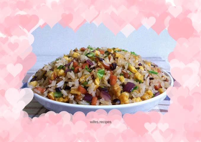 Homemade colorful fried rice