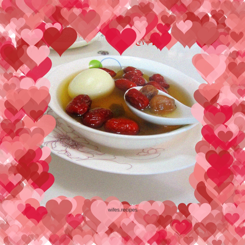 Brown sugar, red dates and longan boiled eggs