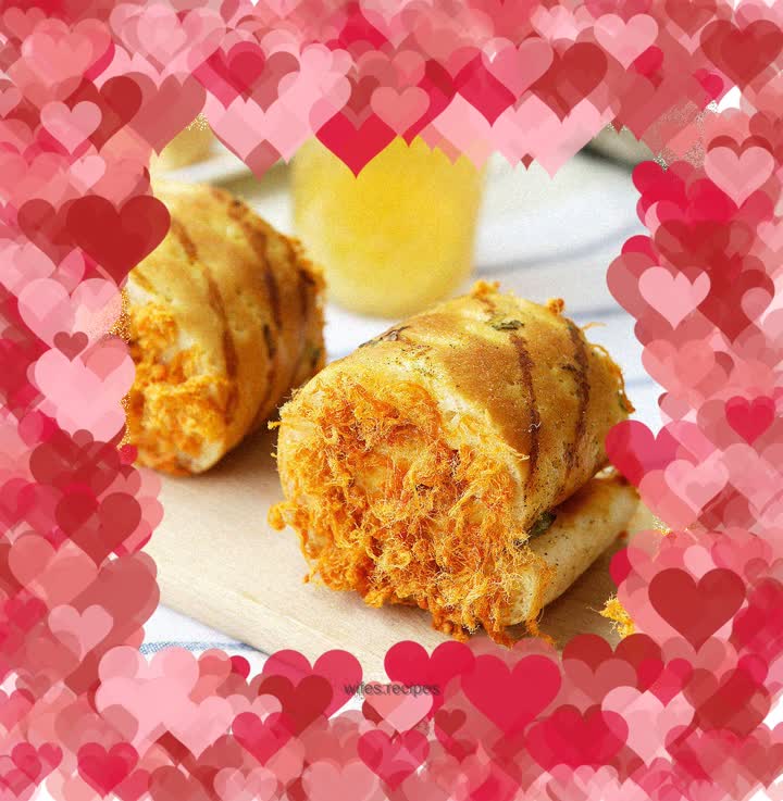 Breakfast bread and meat floss rolls full of positive energy