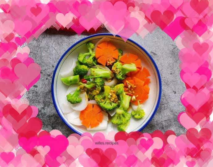 Broccoli, carrots and onions