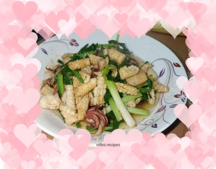 Squid with green onions