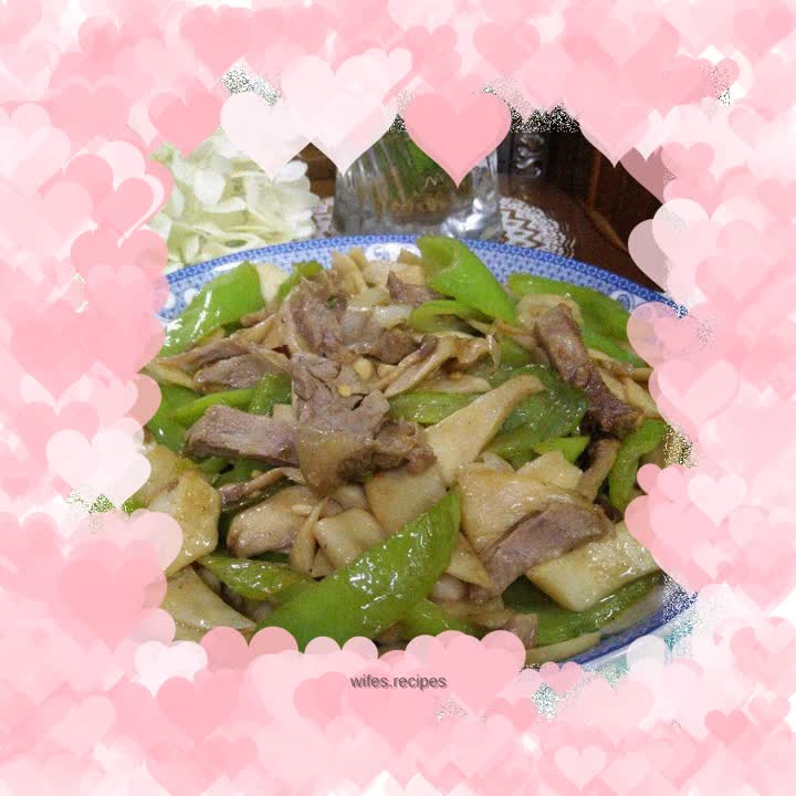 Stir-fried Beef Tendon, King Oyster Mushroom and Pepper