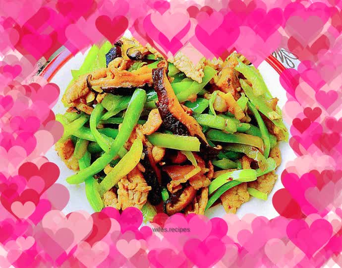 Green pepper and mushroom meat slices