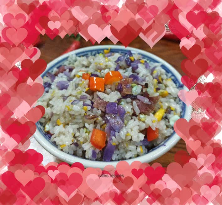 Fried Rice with Purple Cabbage, Sausage and Egg