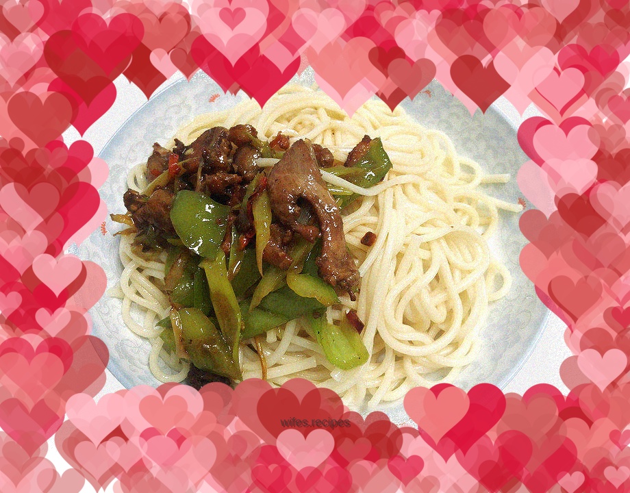 Fried Pork Noodles with Scallions