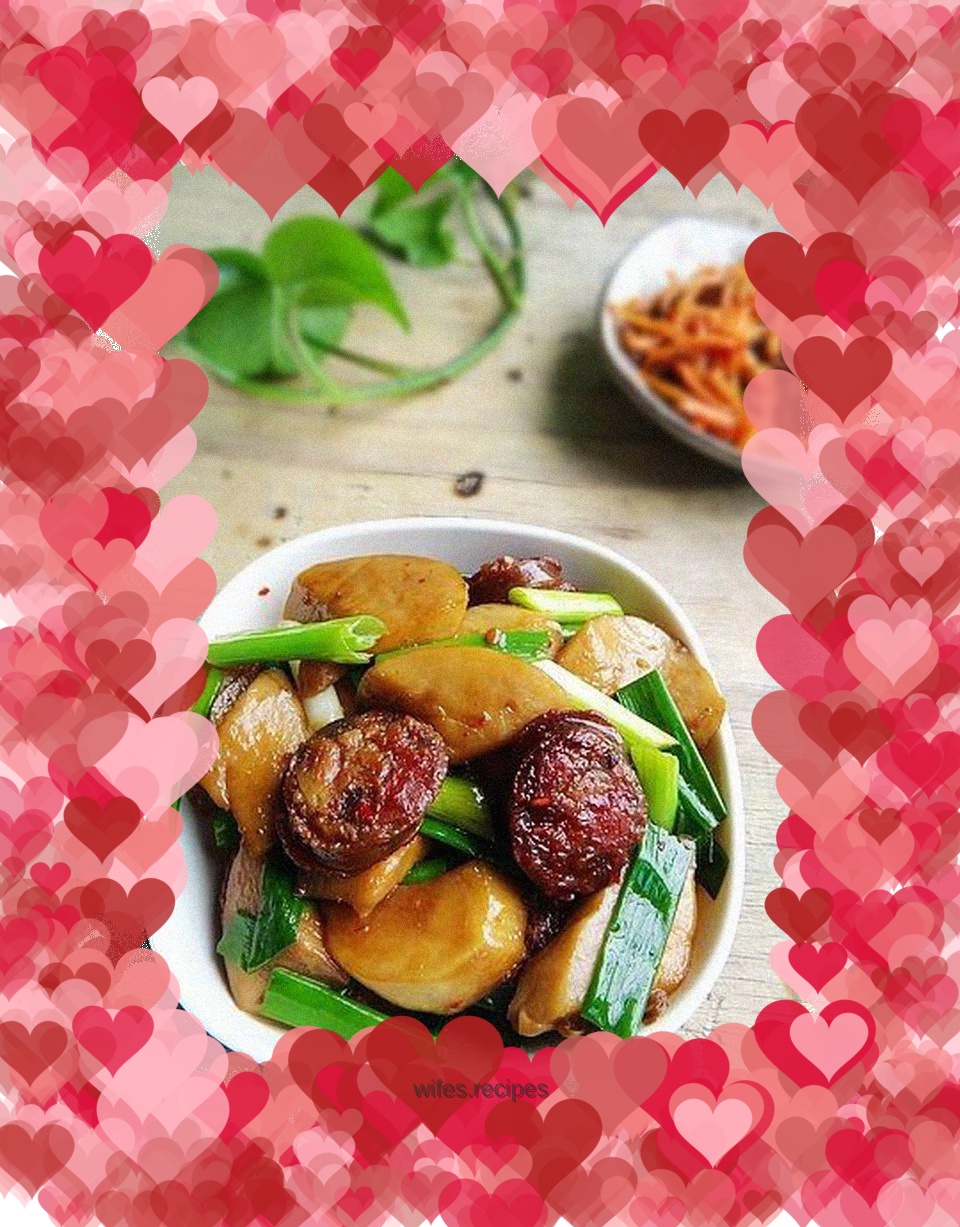 Braised King Oyster Mushroom with Sausage
