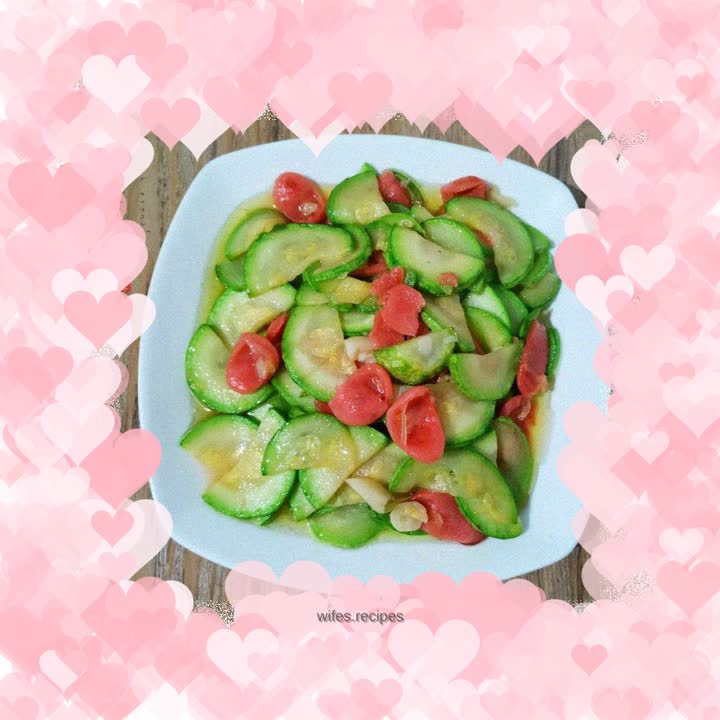 Fried hot dogs with zucchini