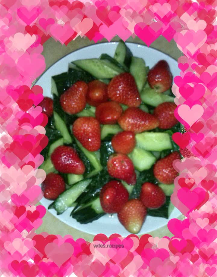 Cucumber mixed with strawberries