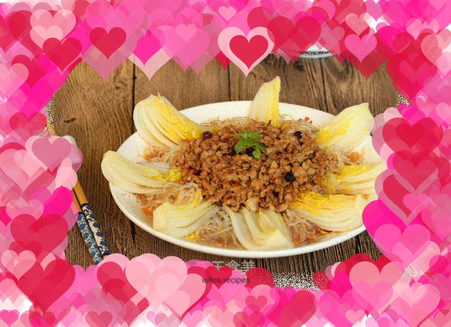Minced Pork Vermicelli and Steamed Baby Cabbage