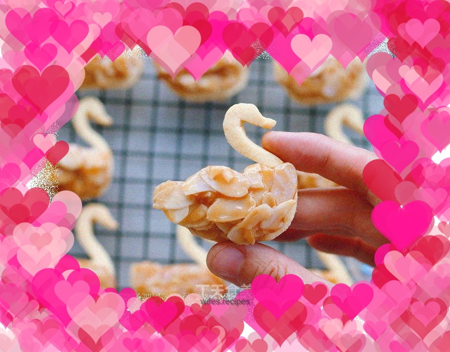 Caramel Almond Swan Cookies