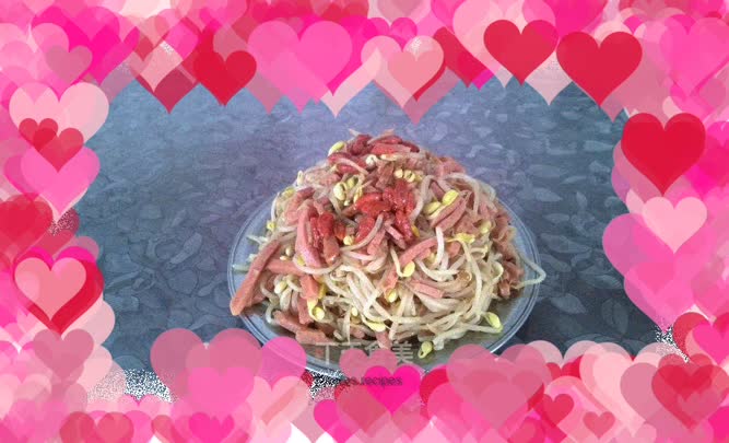 Stir-fried bean sprouts with ham
