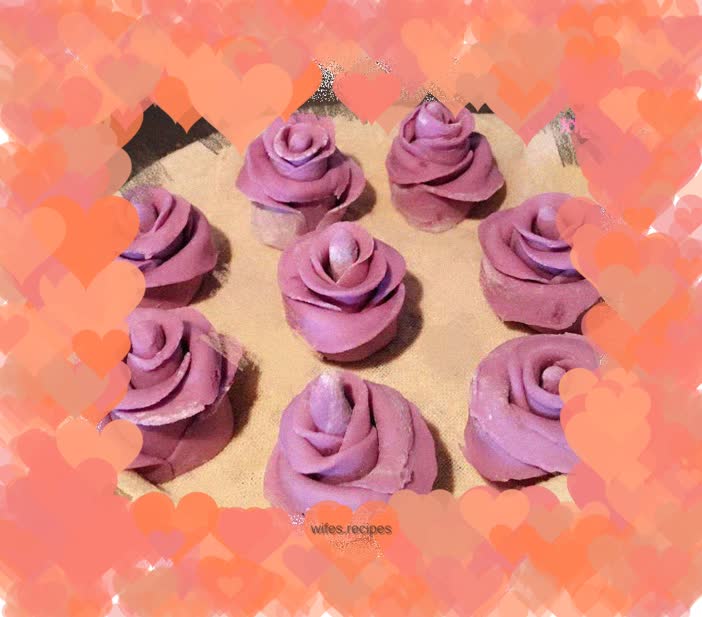 Purple Sweet Potato Rose Steamed Buns