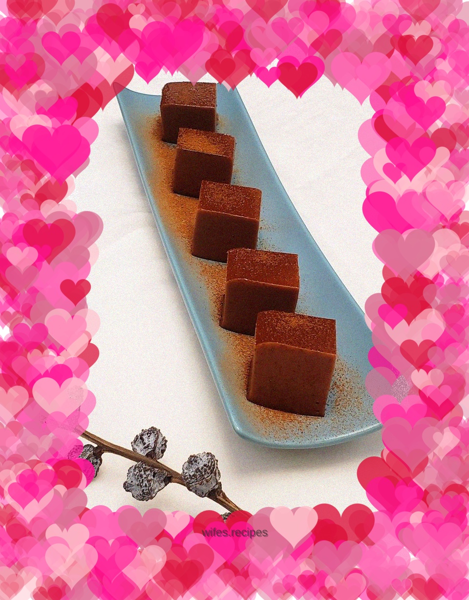 Tender and chewy chocolate milk cubes