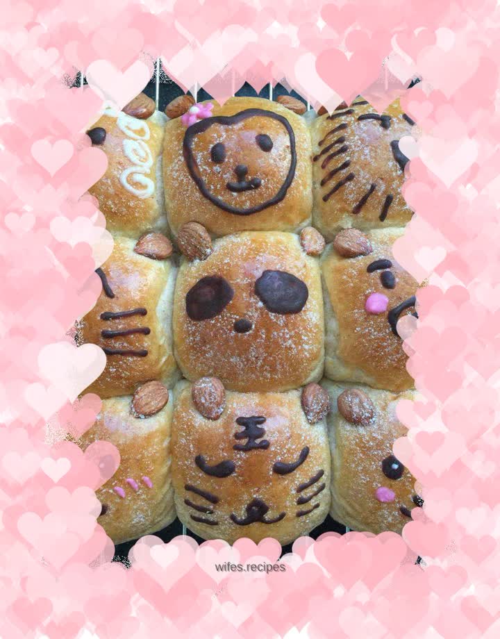 Cute forest animals squeeze bread