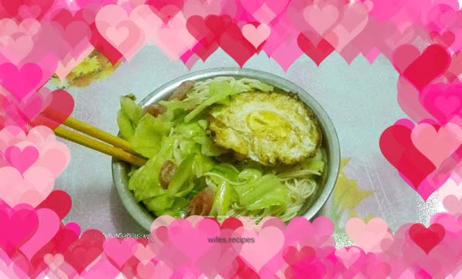 Cabbage, Sausage and Egg Noodles