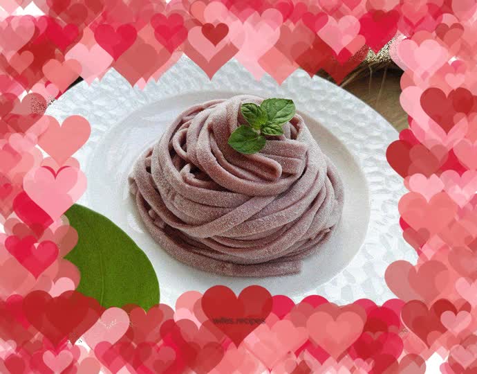Hand-made purple potato noodles