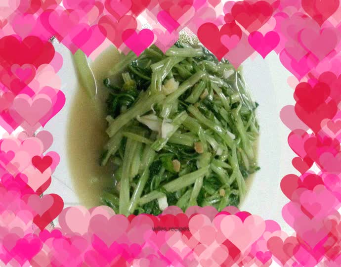 Stir-fried water spinach with garlic bean paste
