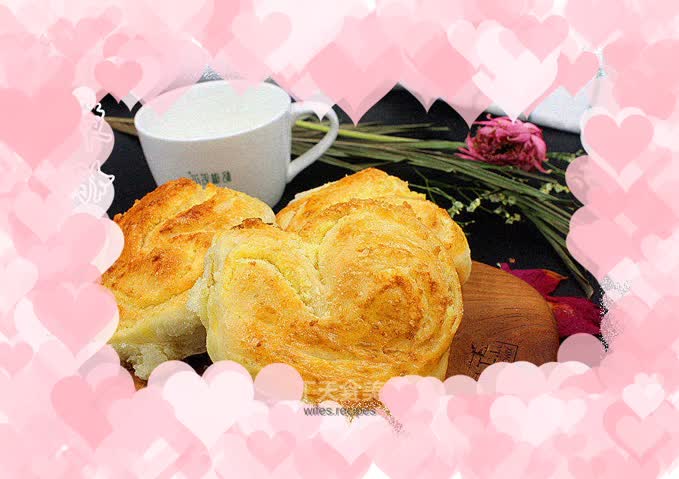 Heart-shaped coconut bread
