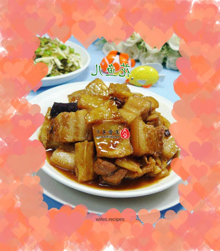 Grilled pork belly with rubber fish