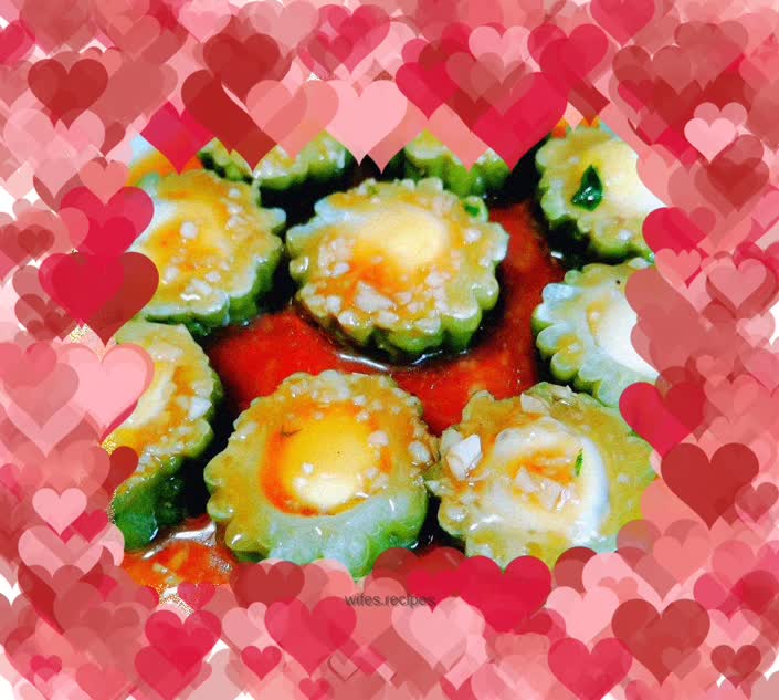 Quail eggs stuffed with bitter melon