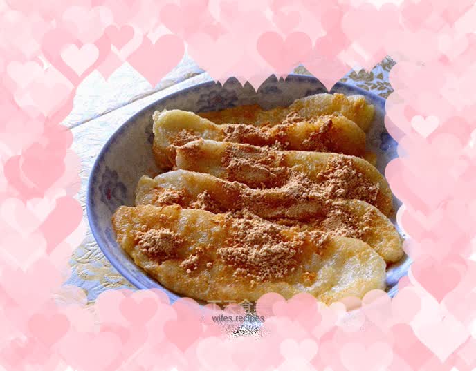 Fried egg glutinous rice cake slices