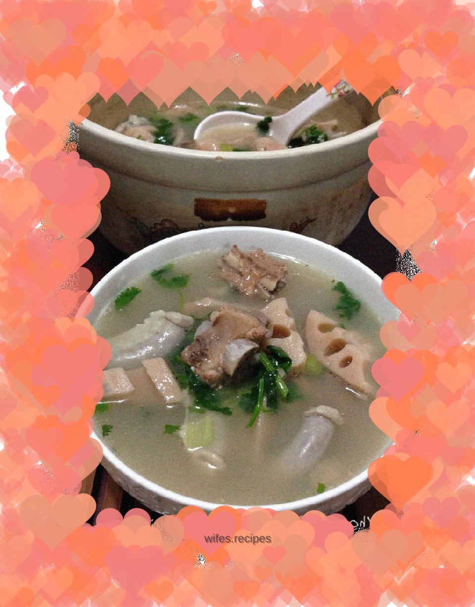 【Pork powder, pork ribs and lotus root soup】----A bowl of warm soup to relieve homesickness