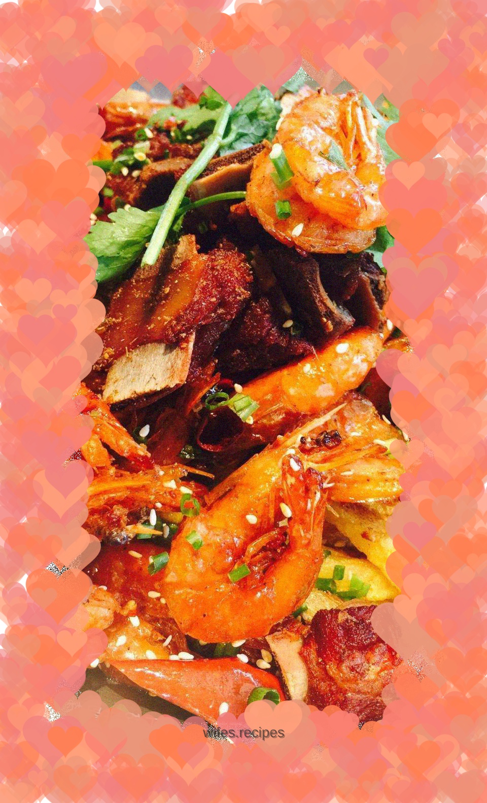 Dry pot pork ribs and shrimp