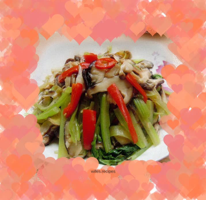Bring the love home----[Stir-fried shredded celery with shiitake mushroom slices]