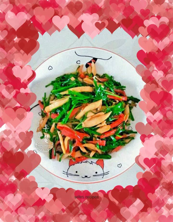 King oyster mushroom, bell pepper and stir-fried leeks