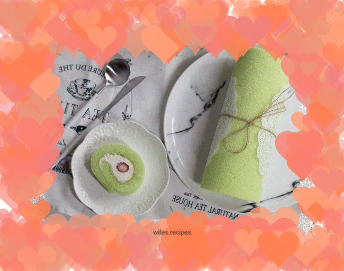 Strawberry colorful cake roll