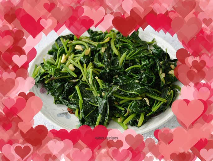 Sweet potato leaves with garlic paste