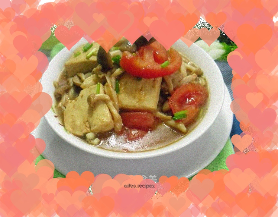 Crab Mushroom Tomato Braised Tofu