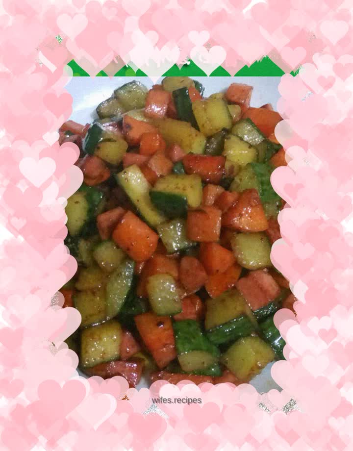 Two-color diced cabbage (cucumber, carrot, ham)