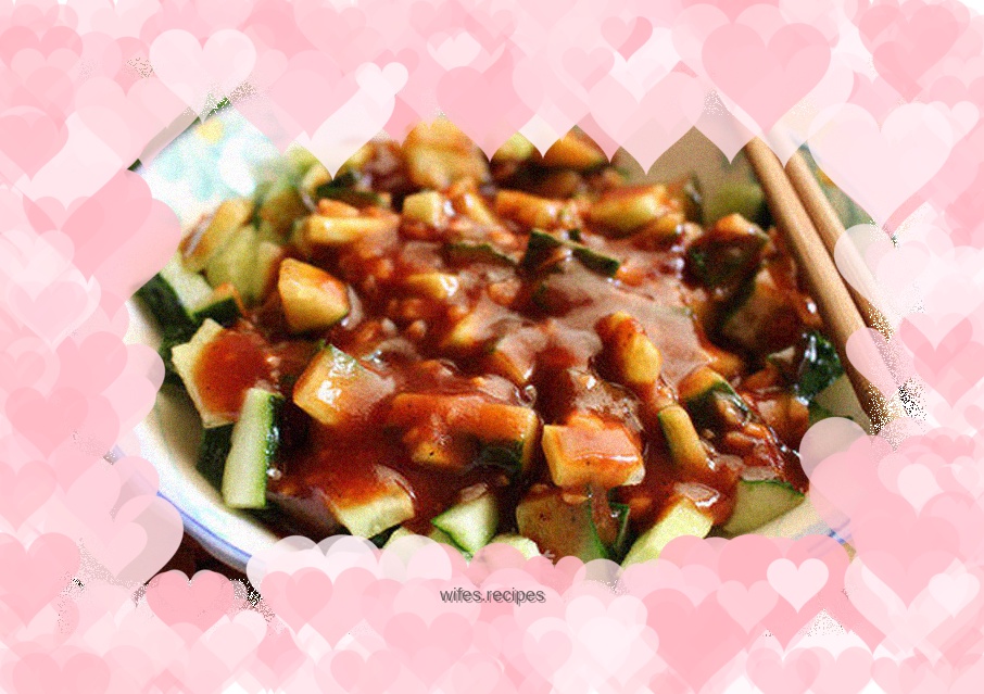 Cucumber mixed with pizza sauce