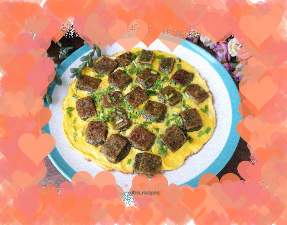 Green mochi omelette