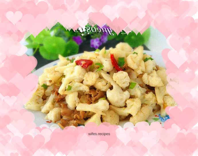 Stir-fried cauliflower with meat