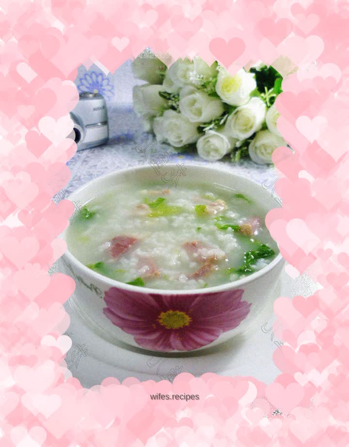 Lettuce, bacon and rice porridge