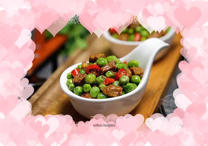Tender beef with peas