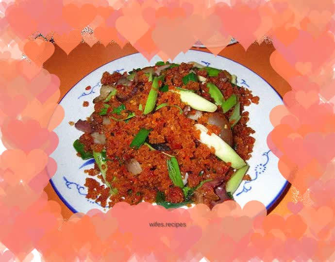 Stir-fried bacon with bream and chilli Enshi flavor