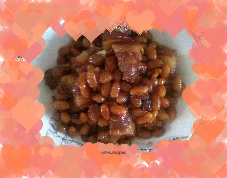 Roasted pork with double beans