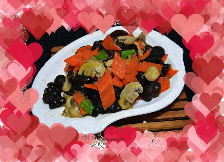 Stir-fried mushrooms with fungus, carrots