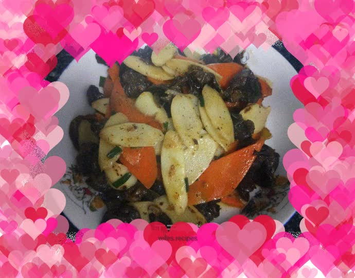 Fried fungus with yam
