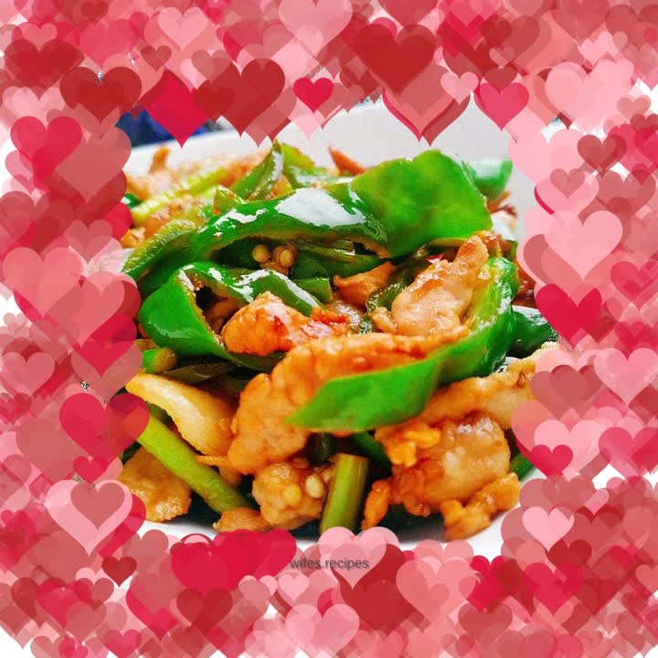 Fried pork with green pepper