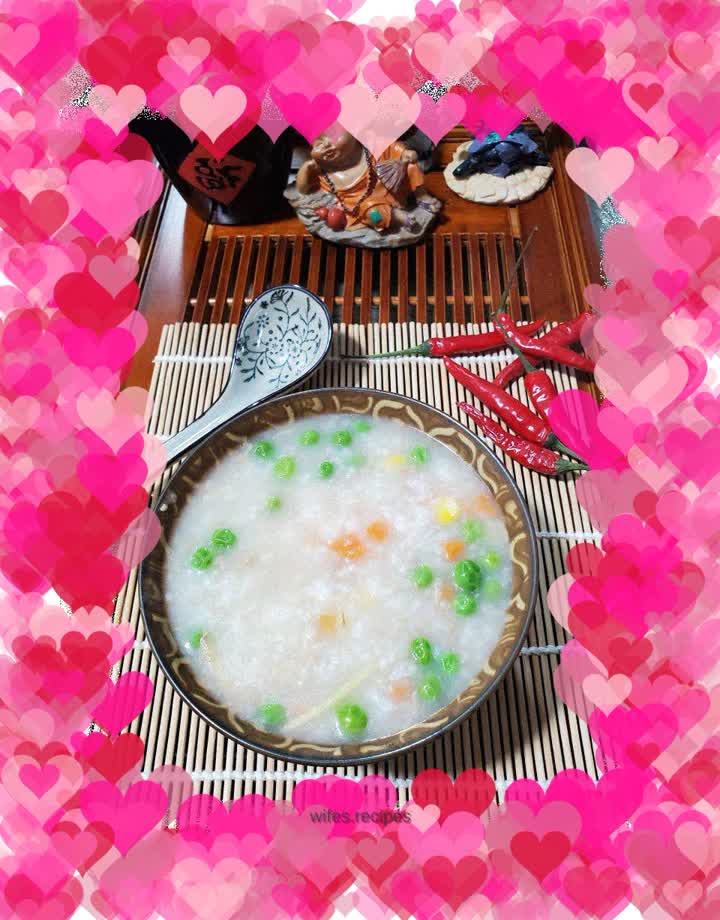Seasonal vegetable minced meat porridge
