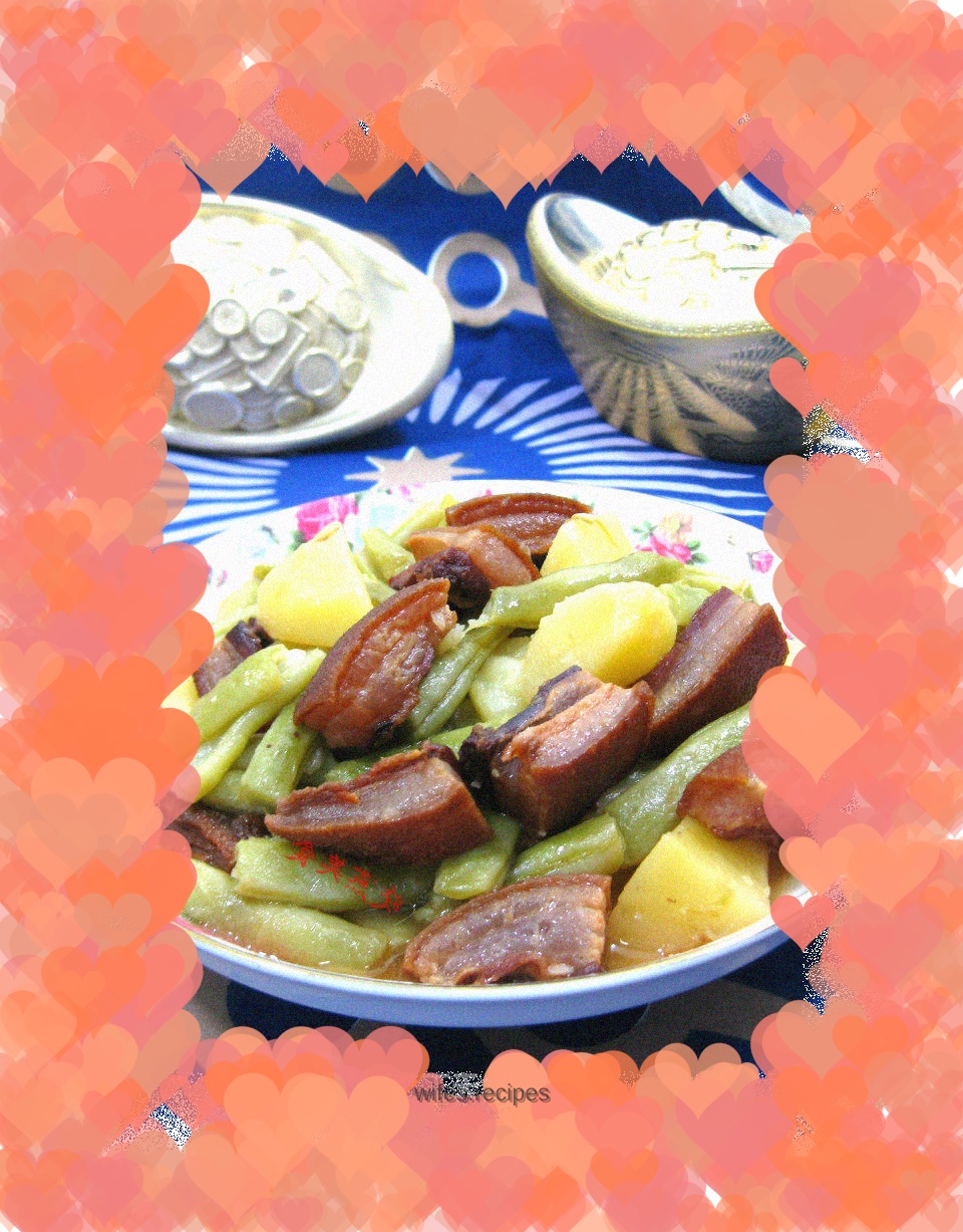 Stewed Potatoes and Kidney Beans with Bacon