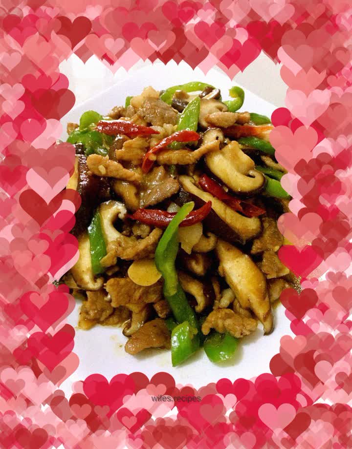 Shredded Pork with Mushrooms and Green Peppers